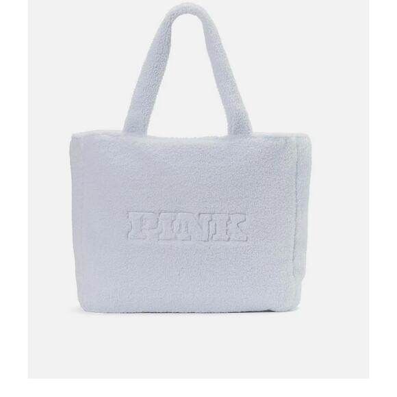 Victoria's Secret Pink Light Blue Sherpa Tote Weekender Bag - Picture 1 of 5